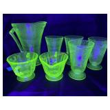 Hazel Atlas Florentine Green Depression Glass Pitc