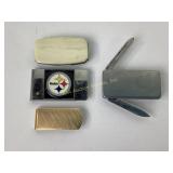 Money Clips, one is steelers,  minor wear