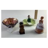 Fenton Peacock feather amethyst bowl, pixie potter