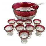 Ruby Flash Glasses and Punch Bowl. Good