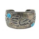 Ricky Ortiz Navajo Sterling & turquoise cuff