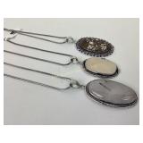 Mother  Of pearl Pendant. With German Silver, Blk