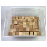 Large tote of wood blocks