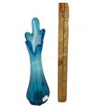 Blue Glass Swung Vase with Flared Rim