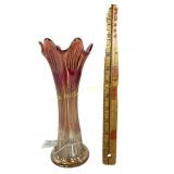 Carnival Glass Swung Vase with Iridescent Finish