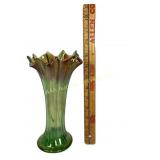 Green Carnival Glass Swung Vase