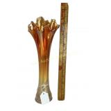 Marigold Carnival Glass Swung Vase