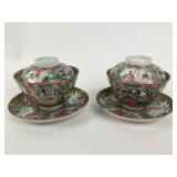 (2) antique Chinese famille rose medallion