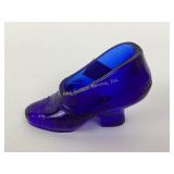 Victorian cobalt glass shoe novelty - chip on