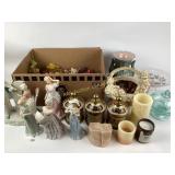 Home Decor: porcelain figurines, vase, candles,