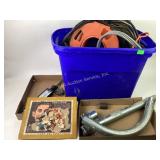 Industrial cord scraps, pipes, and thermometer.