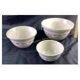 Longaberger Nested Stoneware Mixing Bowls with Blu