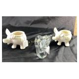 Ceramic Pig Planters and Konstglass Glass Pig Figu