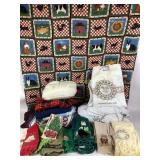 Blankets, sheets, Christmas hand towels,
