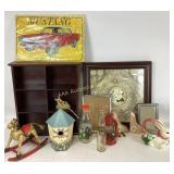 Home Decor: framed art, Mustang car metal sign.