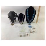 Costume jewelry necklaces art glass, amethyst,