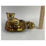 Brass cats, tray
