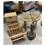 Oval wood accent table : 20in H x 22in W x 16in