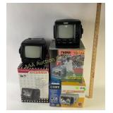 Portable black and white tvs: Coby 5 inch, naxa