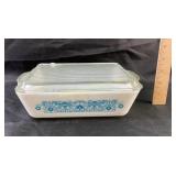 Pyrex 0503 1 1/2 qt lidded blue horizon dish w