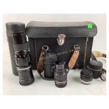 Leather camera case with tele-lentar 1-5.5 mm,