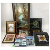 Framed Art: waterfall signed Promard, metal