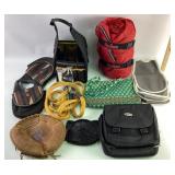 Outdoor activity supplies: sleeping bag, rope