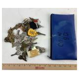 Various keys in zippered pouch. Good condition.