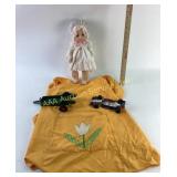 Doll in White Dress, Orange Apron with Tulip light