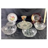 Decorative Glass Bowls, Ceramic Vase, and Ceramic