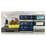 Orion VHS players D-link wireless router, binders