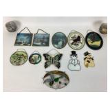 Suncatchers:  Thomas Kincaide trio, snowman trio,