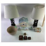 Birdhouse cookie jar and salt and pepper shakers,