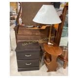 Wood End Table with Lamp Attached (socket needs