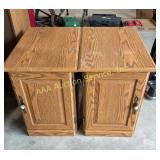 Wood End Tables (2) with Storage Below (14.5 in.