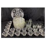17-10in Glass Dinner Plates w 16 glasses,