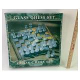 Glass chess set in box unplayed