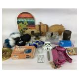 Cutting boards:  pigs and apple.  Outdoor