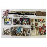 Large collection of costume jewelry: watches,