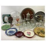 Crystal candlesticks, platters, bowls