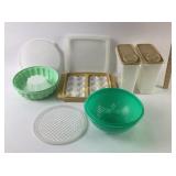 Tupperware:  1950s jade green colander strainer