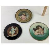 Flue covers: Victorian boy, cherub, reading lady,