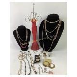 Costume Jewelry: necklaces, bracelet, and pierced