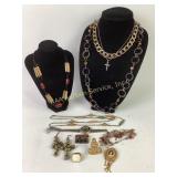 Costume Jewelry: necklaces, broach, bracelet,