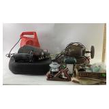 Bench grinder, Sears power blower, massaging