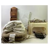 Home goods: towels, table cloth, chair cushions -