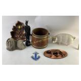 Hollow ceramic 11 in pig, 12 in hand-carved