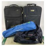 Soft-sided black rolling luggage (2).  Navy
