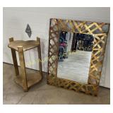Mirror with Goldtone Strapping Design Frame (25