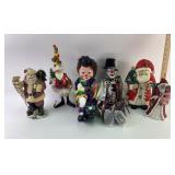 Santa Claus and Clown Figurines With Mixed Materia